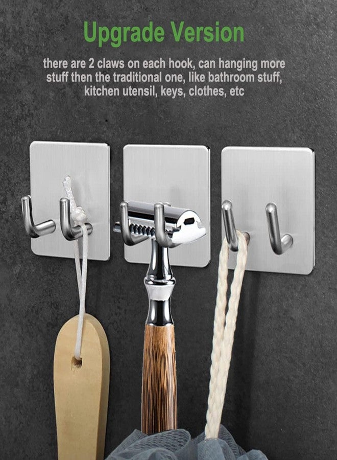 JIALTO 2 Pcs Self-Adhesive Stainless Steel Hooks: Heavy-Duty, Waterproof Wall Hangers for Bathroom and Kitchen - Strong Hold for Coats, Towels, and More, No Drilling Needed (Double J Hook Silver) - Image 5