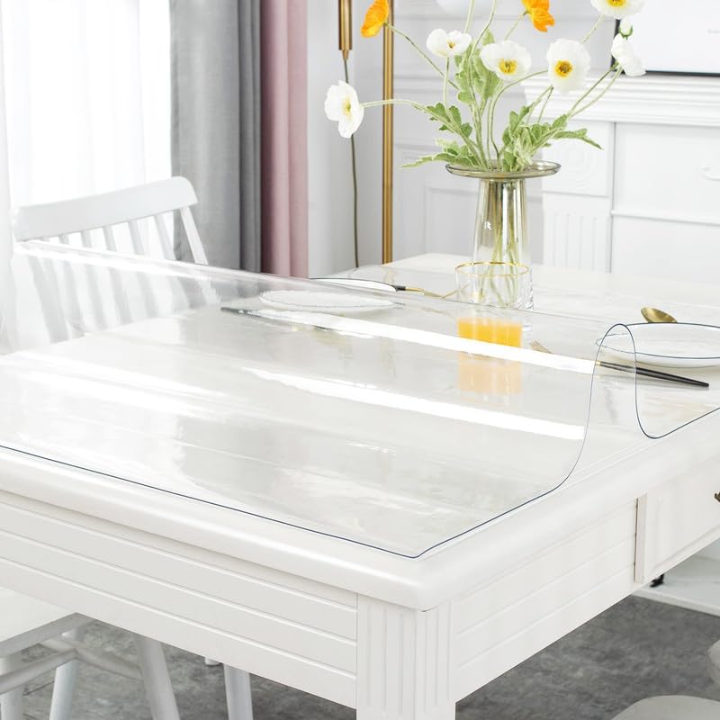 Warmstar Clear Table Cover Protector 34 x 96 Inch,1.5mm Thick Plastic Table Cover Rectangle,PVC Clear Table Protector,Desk Protector Mat for Kitchen, Dresser, Writing Desk，Dining Room Table - Image 2