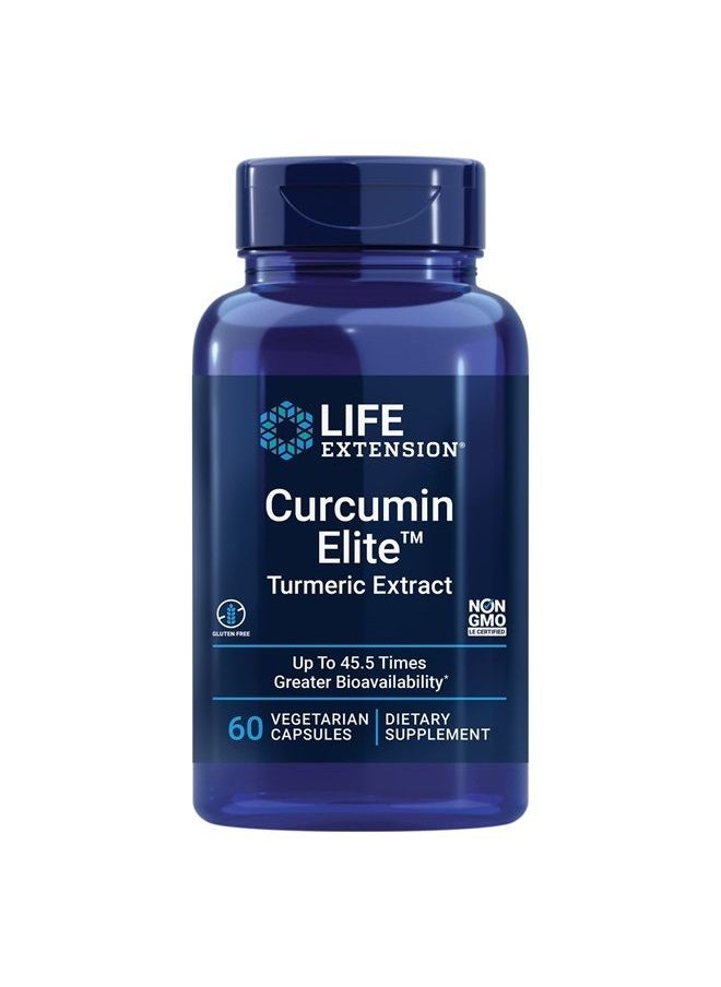 Curcumin Elite Turmeric Extract – 270 x Better Absorption - For Joint Brain and Heart Health - Inflammation Management Supplement – Non-GMO - 60 Vegetarian Capsules