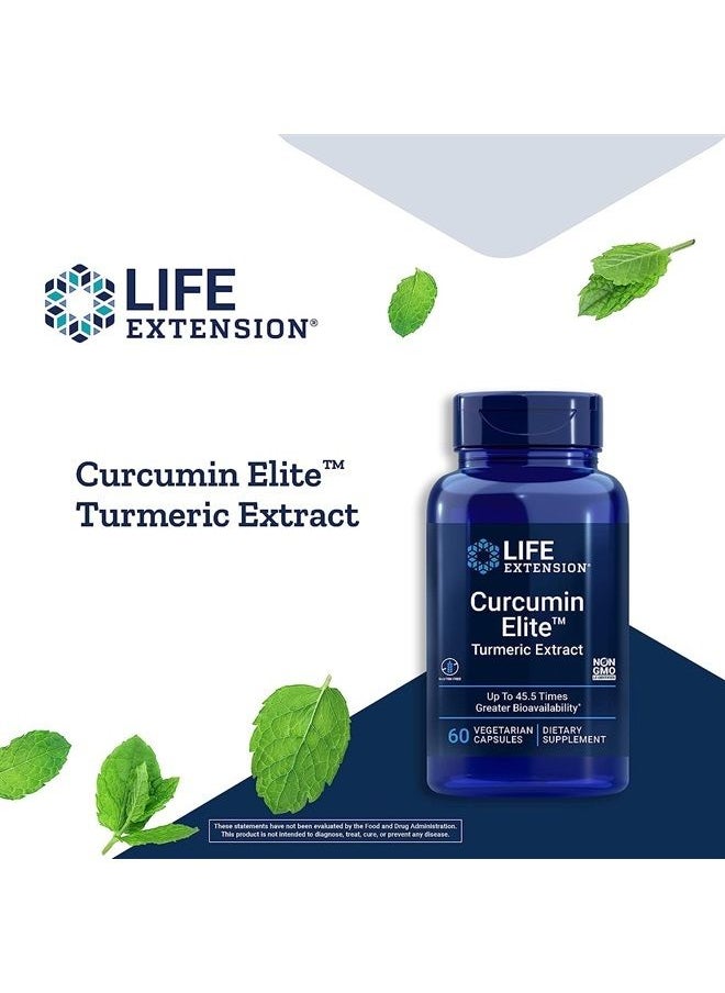 Curcumin Elite Turmeric Extract – 270 x Better Absorption - For Joint Brain and Heart Health - Inflammation Management Supplement – Non-GMO - 60 Vegetarian Capsules