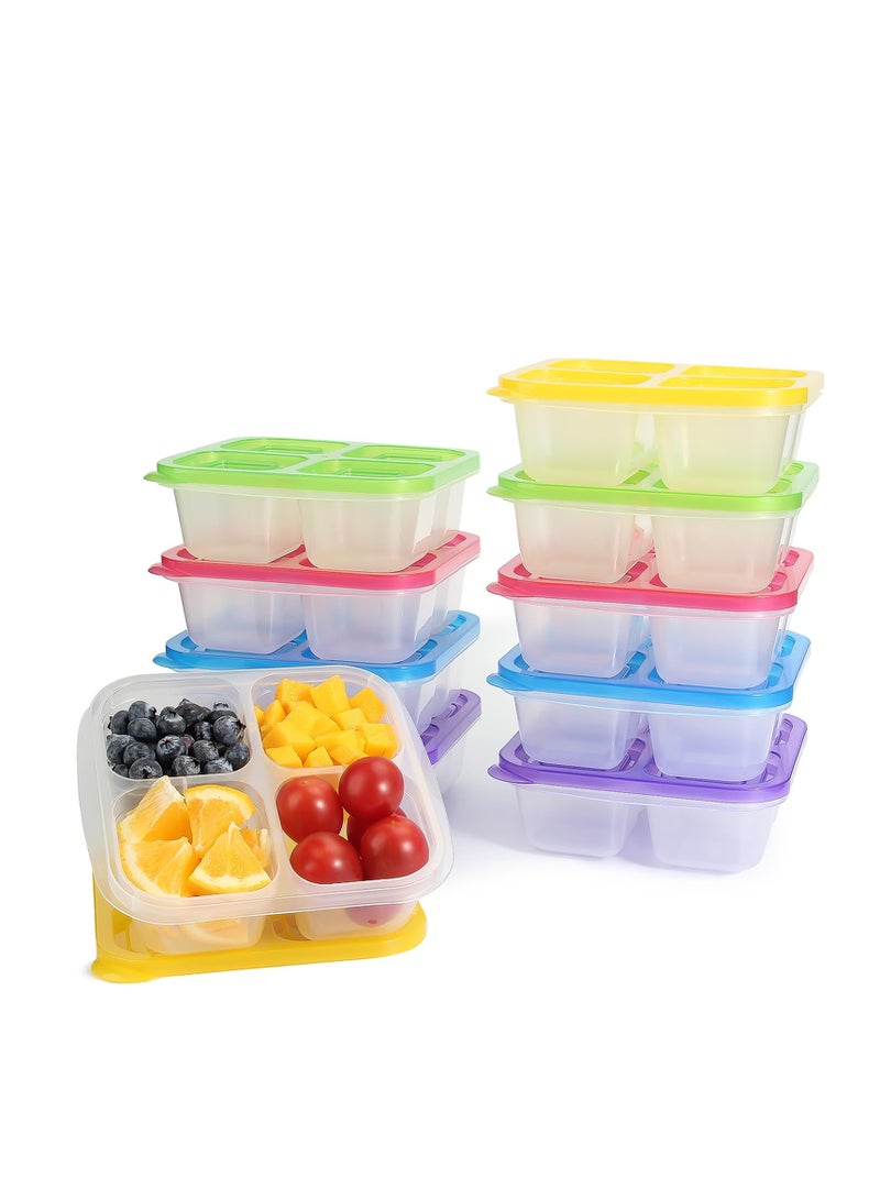 SYOSI Bento Snack Boxes - Reusable 4-Compartment Food Containers with Transparent Lids, Bento Box Lunch Containers for Kids Adults School Work Picnic - Freezer, & Dishwasher Safe (Classic Color Set of 5)  - Image 1