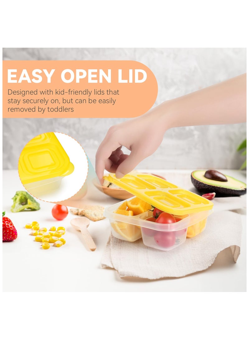 SYOSI Bento Snack Boxes - Reusable 4-Compartment Food Containers with Transparent Lids, Bento Box Lunch Containers for Kids Adults School Work Picnic - Freezer, & Dishwasher Safe (Classic Color Set of 5)  - Image 3