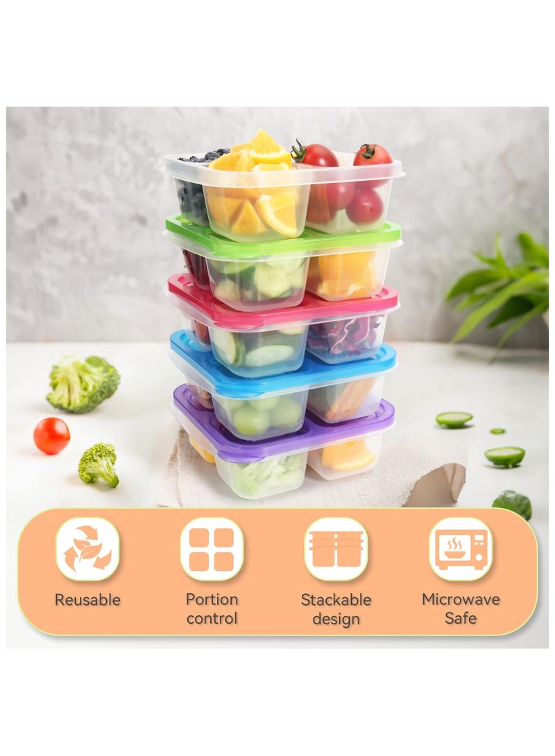 SYOSI Bento Snack Boxes - Reusable 4-Compartment Food Containers with Transparent Lids, Bento Box Lunch Containers for Kids Adults School Work Picnic - Freezer, & Dishwasher Safe (Classic Color Set of 5)  - Image 5