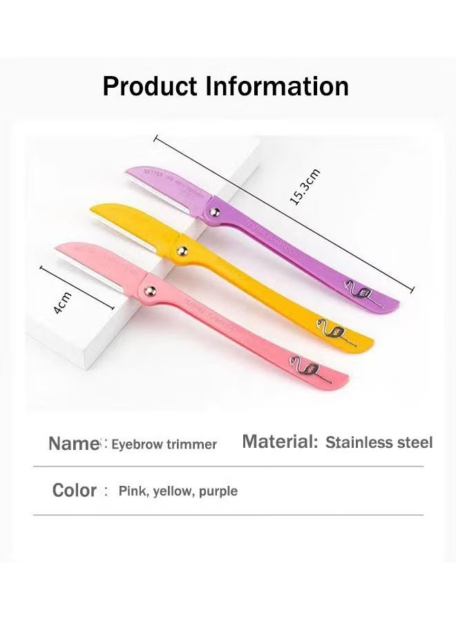 Feather 3-Piece Flamingos Ladies Razor For Facial And Body Hair Yellow/Pink/Purple Makeu - Image 2