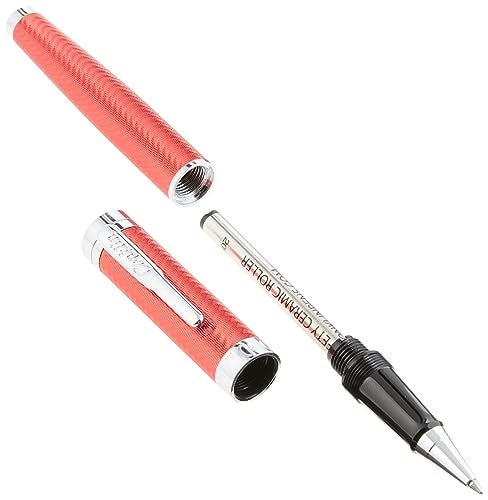 Conklin Herringbone Signature Rollerball Pen Red with Chrome Trim Bold Engraved Design Smooth Refillable Writing Experience Ideal Gift for Executives and Writing Enthusiasts - Image 3