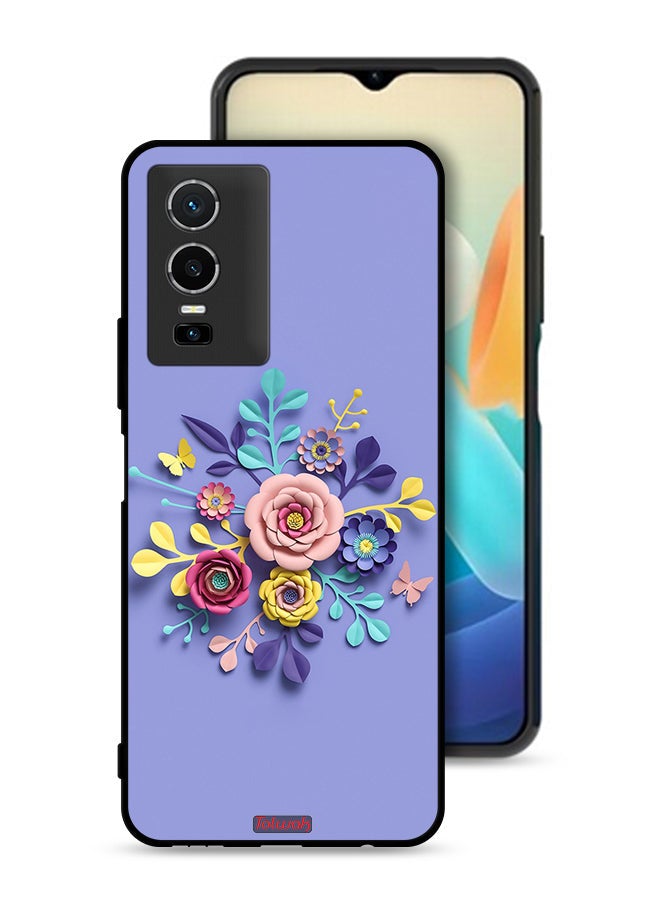 Tolwak غطاء حماية لهاتف Vivo Y76 5G بتصميم زهور فنّي - Image 1