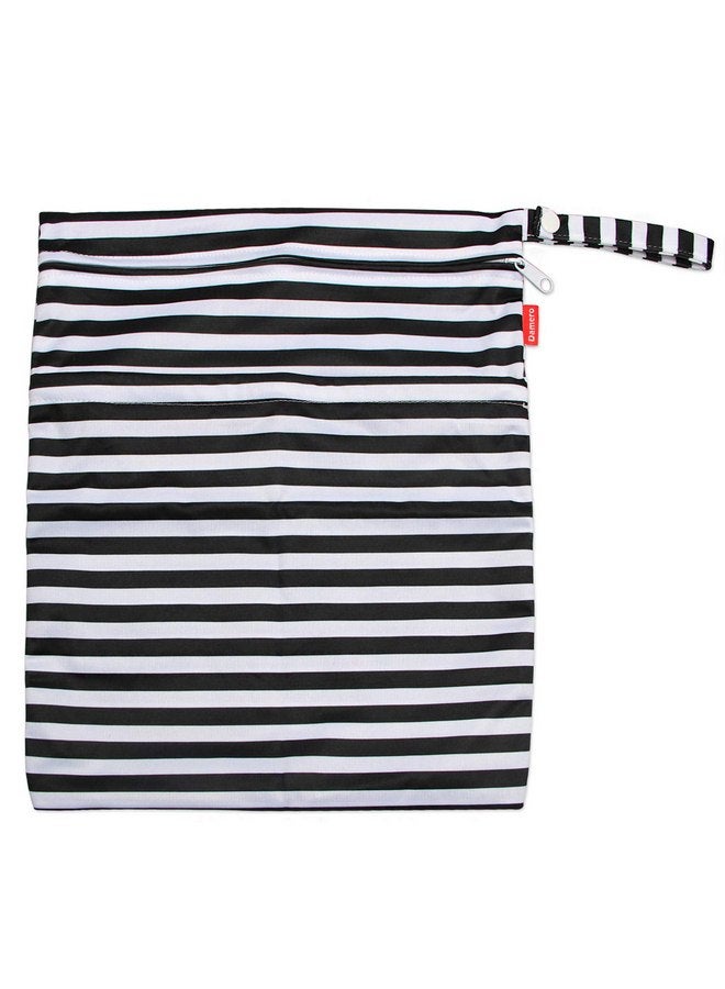 داميرو حقيبة سفر مبللة وجافة من دامرو مع مقبض للحفاضات القماشية وقطع الضخ والملابس وملابس السباحة والمزيد، سهلة الإمساك بها والذهاب (كبيرة، شرائط سوداء) - Image 2