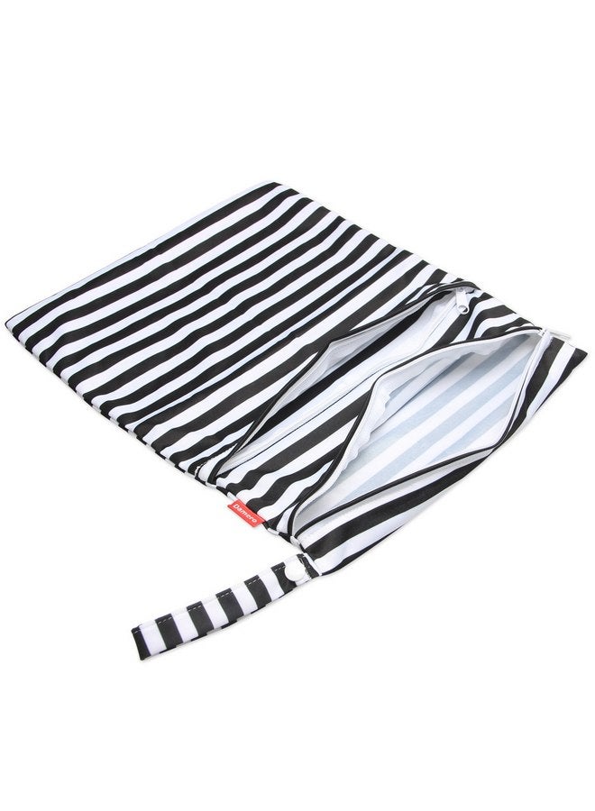 داميرو حقيبة سفر مبللة وجافة من دامرو مع مقبض للحفاضات القماشية وقطع الضخ والملابس وملابس السباحة والمزيد، سهلة الإمساك بها والذهاب (كبيرة، شرائط سوداء) - Image 3