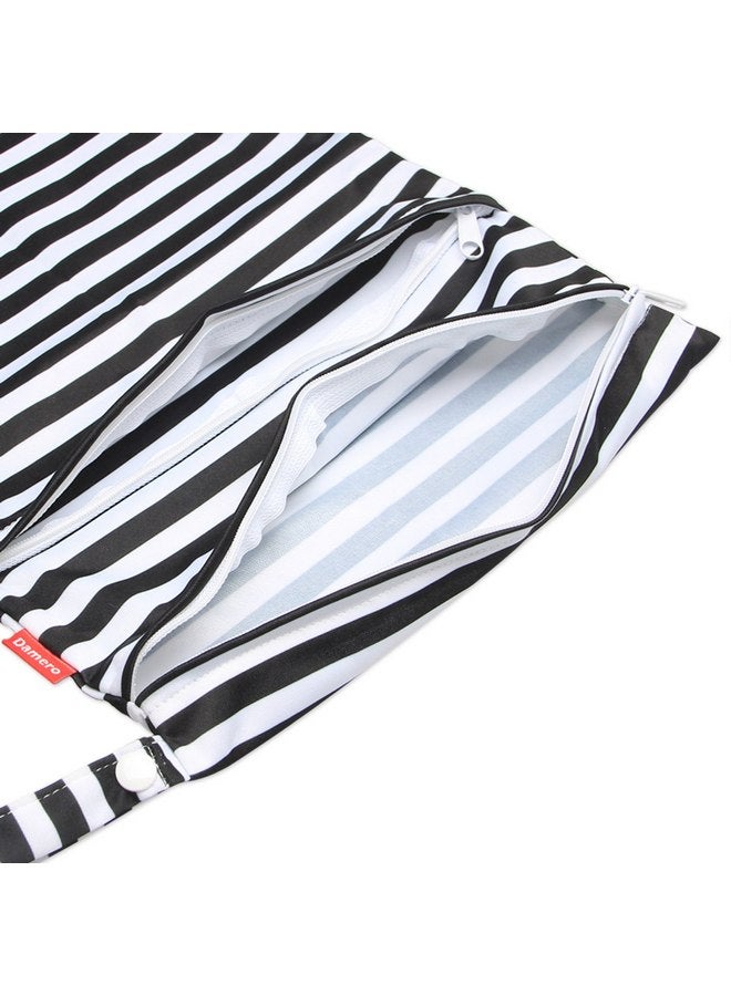 داميرو حقيبة سفر مبللة وجافة من دامرو مع مقبض للحفاضات القماشية وقطع الضخ والملابس وملابس السباحة والمزيد، سهلة الإمساك بها والذهاب (كبيرة، شرائط سوداء) - Image 4