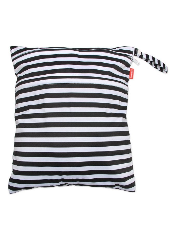 داميرو حقيبة سفر مبللة وجافة من دامرو مع مقبض للحفاضات القماشية وقطع الضخ والملابس وملابس السباحة والمزيد، سهلة الإمساك بها والذهاب (كبيرة، شرائط سوداء) - Image 1