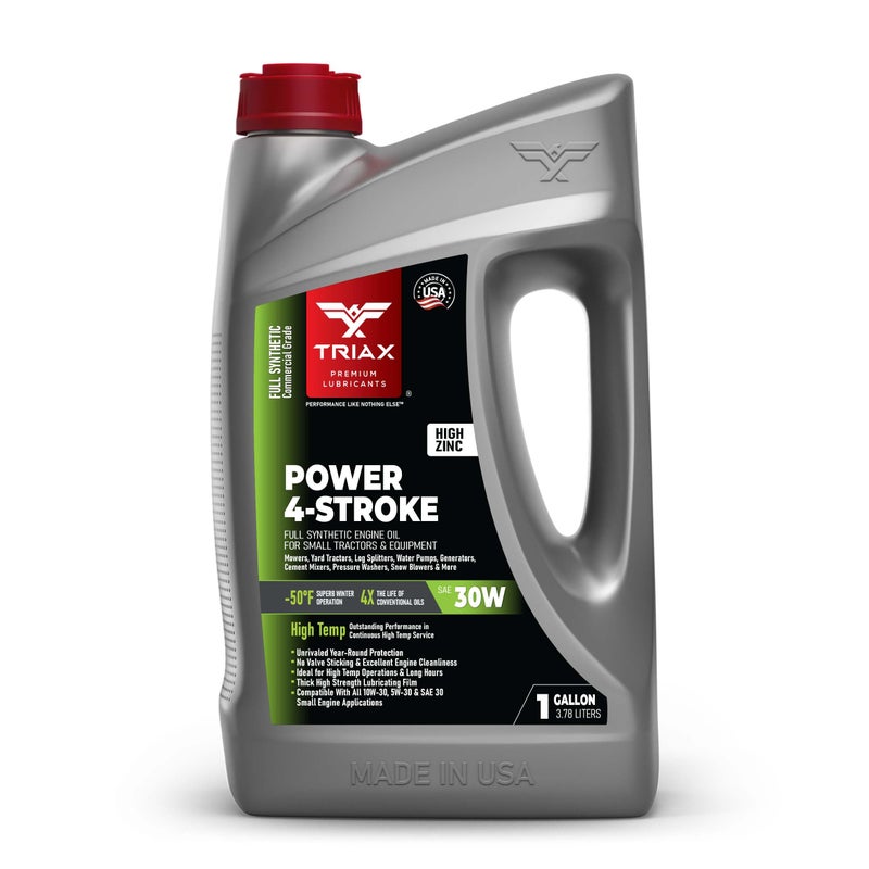 TRIAX Power 4-Stroke 30W Full Synthetic, 4 Stroke Full Synthetic Small Engine Oil, Garden Tractors and Other Power Equipment (1 Gallon) - Image 1
