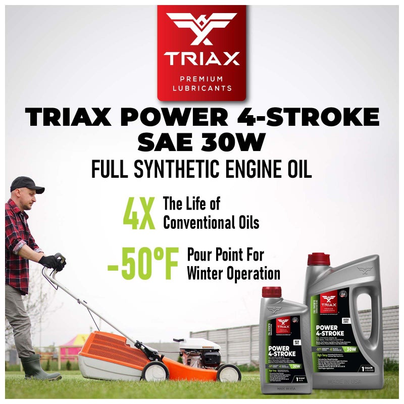TRIAX Power 4-Stroke 30W Full Synthetic, 4 Stroke Full Synthetic Small Engine Oil, Garden Tractors and Other Power Equipment (1 Gallon) - Image 4