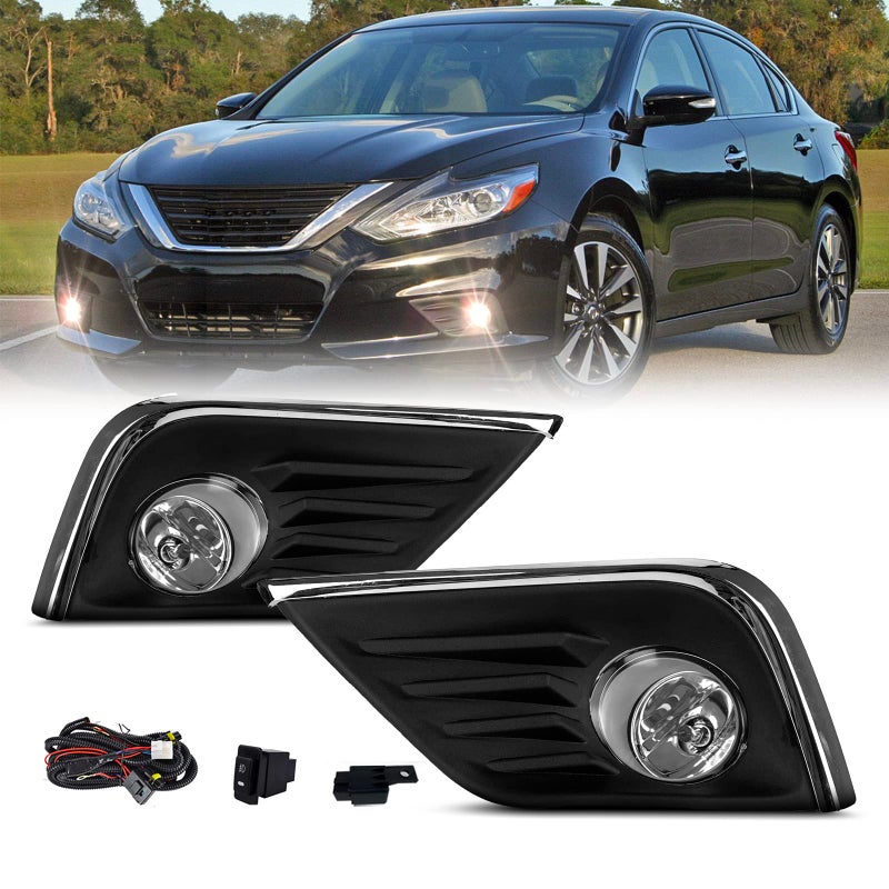 Shocklight Fog Lights Assembly Replacement For 2016 2017 Nissan Altima Fog Lamp Replacement with 12V 55W H11 Bulbs Wiring Harness and Switch