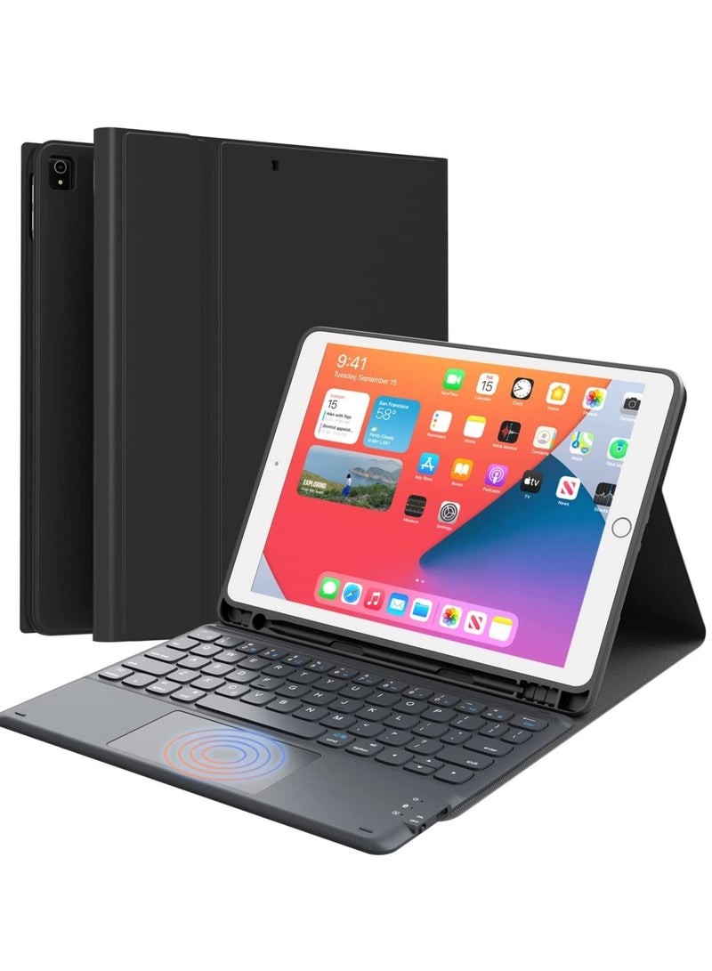 iPad Keyboard 9th Generation, Keyboard for iPad 8th Generation/7th Gen 10.2 Inch, Smart Trackpad, Detachable Wireless with Pencil Holder, Flip Stand Keyboard Case for iPad 9th/8th/7th Gen 10.2”, Black - Image 1