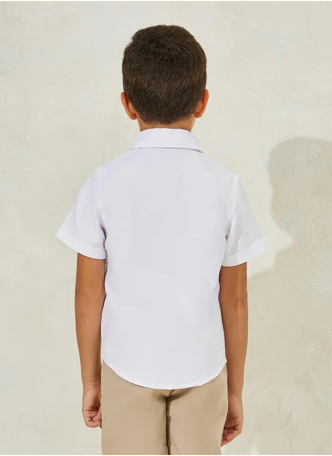 Styli Solid Short Sleeve Button Down Shirt