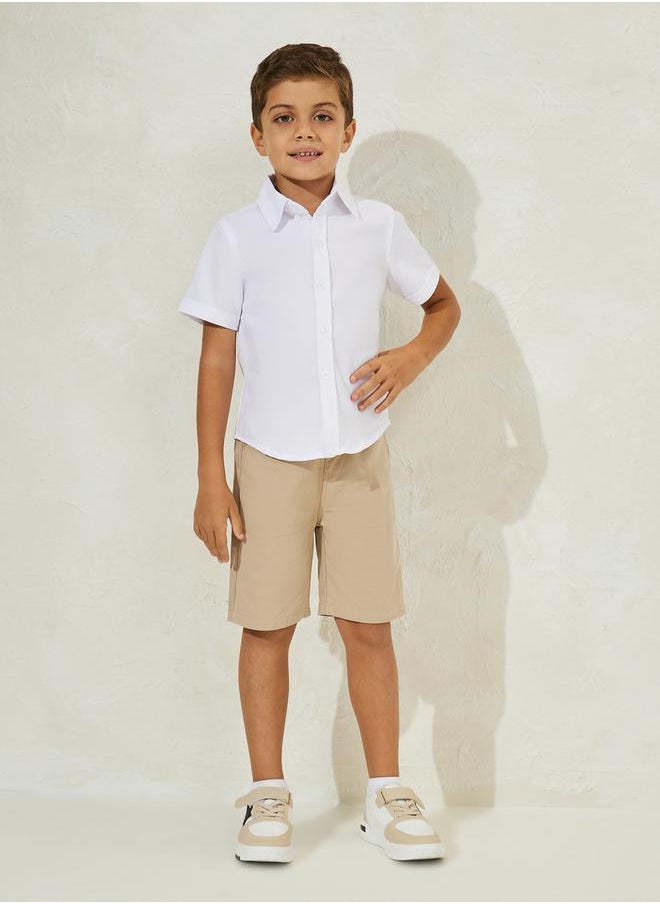 Styli - Solid Short Sleeve Button Down Shirt - Image 1