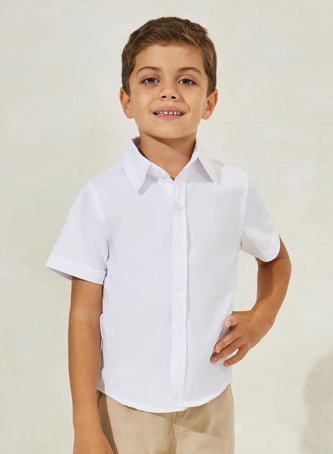 Styli Solid Short Sleeve Button Down Shirt - Image 1