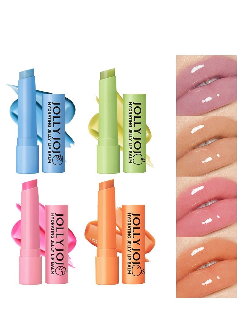 JOLLY JOJO 4 Colors Lip Balm Moisturizing Hydrating Lip Balm, For Dry Cracked Lips, Day Or Night Hydrating Lip Mask, Ultra-Nourishing Lip Care Moisturizer For Soft, Smooth And Supple Lips,4 PCS - Image 1