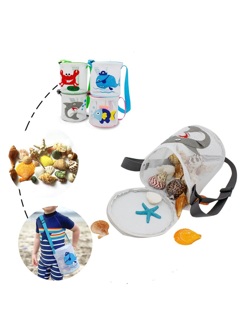 Y&D Kids Beach Bag Mesh Bag, Cute Cartoon Sea Animal Shell Collecting Bags with Adjustable Carrying Straps for Storage Toys Collection Bags(3 Pieces ) - Image 2