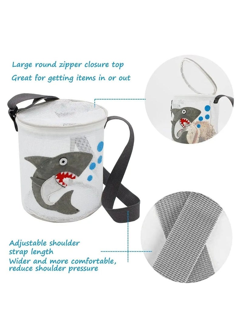 Y&D Kids Beach Bag Mesh Bag, Cute Cartoon Sea Animal Shell Collecting Bags with Adjustable Carrying Straps for Storage Toys Collection Bags(3 Pieces ) - Image 3