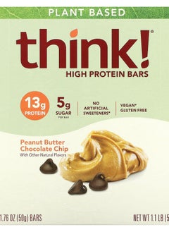Think High Protein Bars Peanut Butter Chocolate Chip 10 Bars 1.76 oz (50 g) Each 