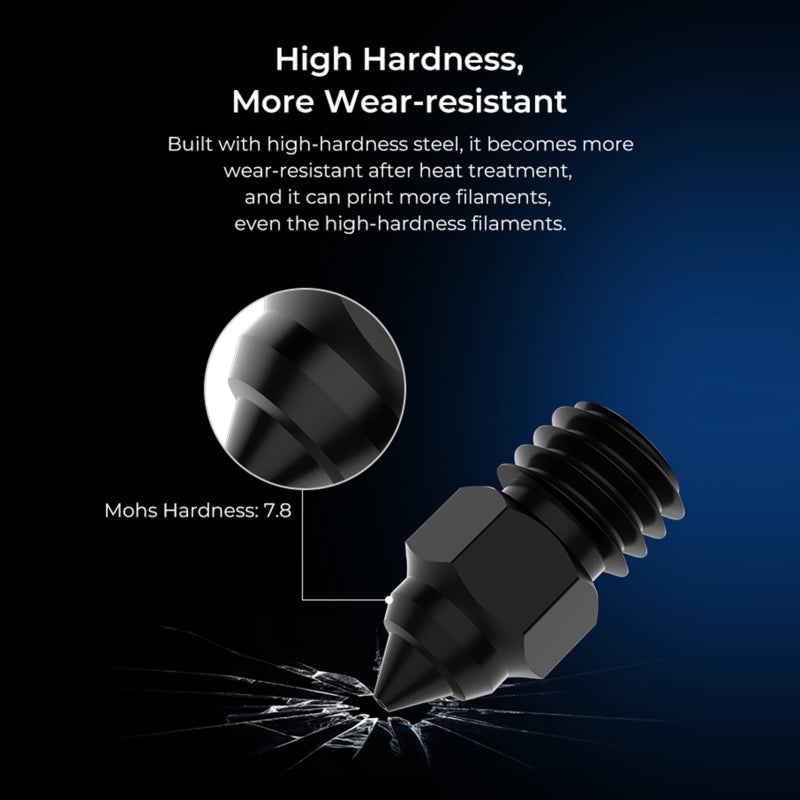 Creality 3D 3D Printer Nozzle: 8pcs Hardened Steel Nozzle Kit (0.25mm, 0.4mm, 0.6mm, 0.8mm) - High Wear & Corrosion Resistance, 450°C Heat Resistance, Wide Filament & Model Compatibility for Creality FDM 3D Print - Image 5