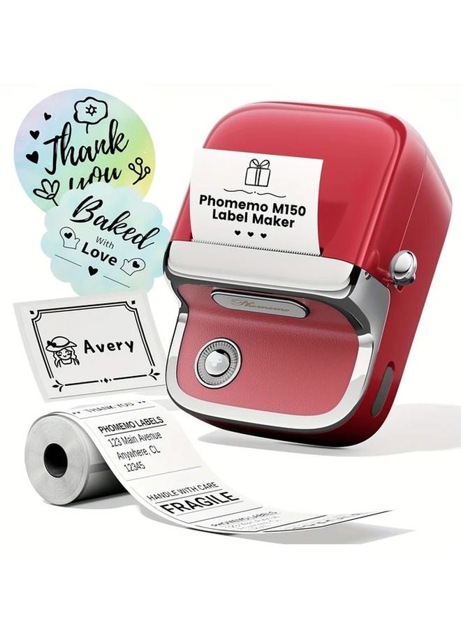 Phomemo M150 Red Mini Barcode Label Printer Portable Wireless Thermal Label Maker - Image 1