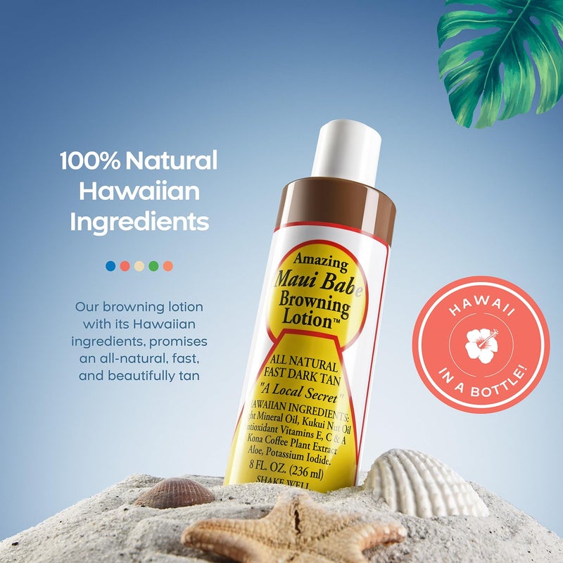 Maui Babe Browning Lotion - All Natural Fast Dark Tan 8 fl.oz - Image 2