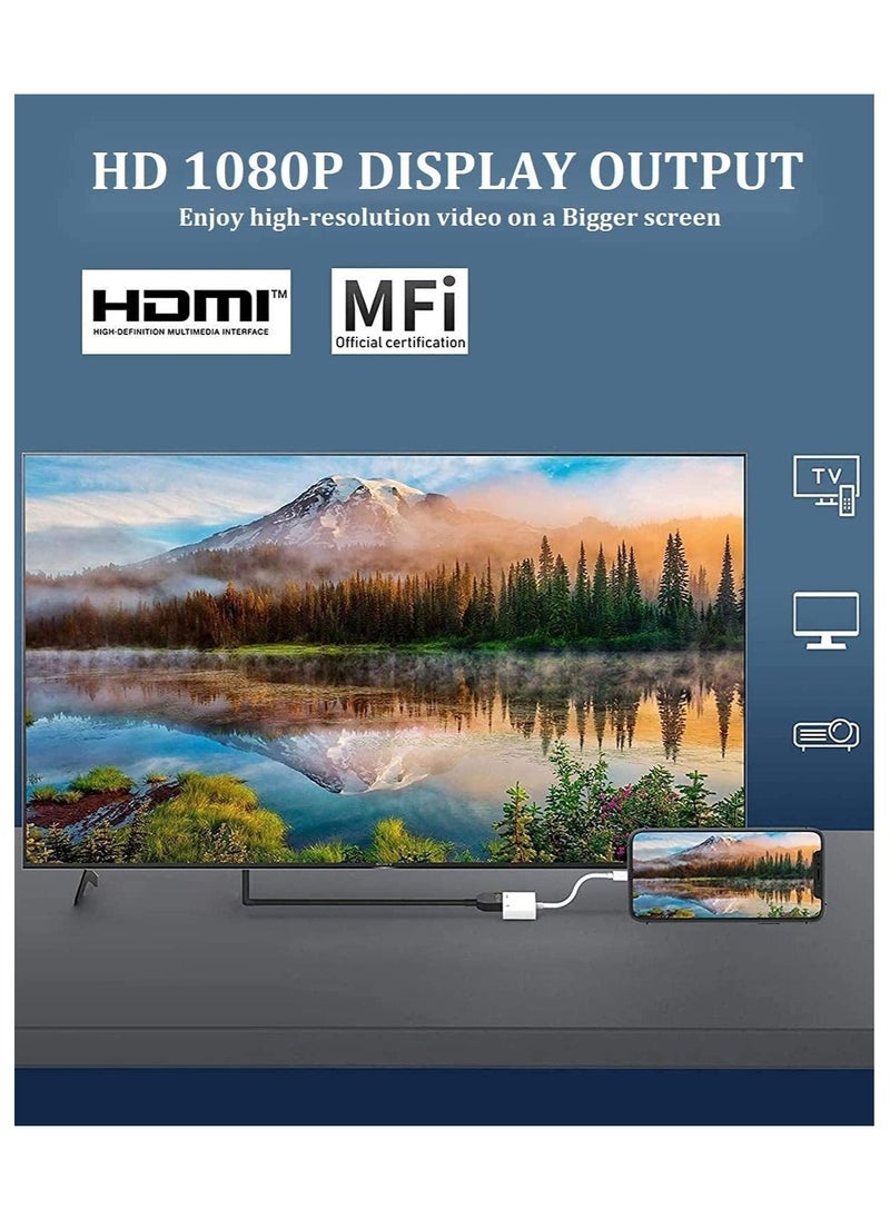 Generic [Apple MFi Certified] Lightning to HDMI Adapter,Compatible with iPhone iPad to HDMI Cable 1080P Video & Audio Sync Screen Digital AV Adapter Converter to HD TV  - Image 2