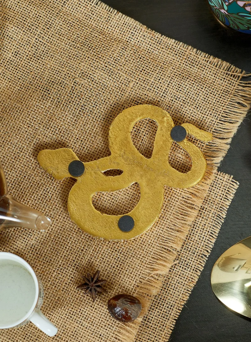 Premier Set of 4 Gold Serpent Coasters & Holder