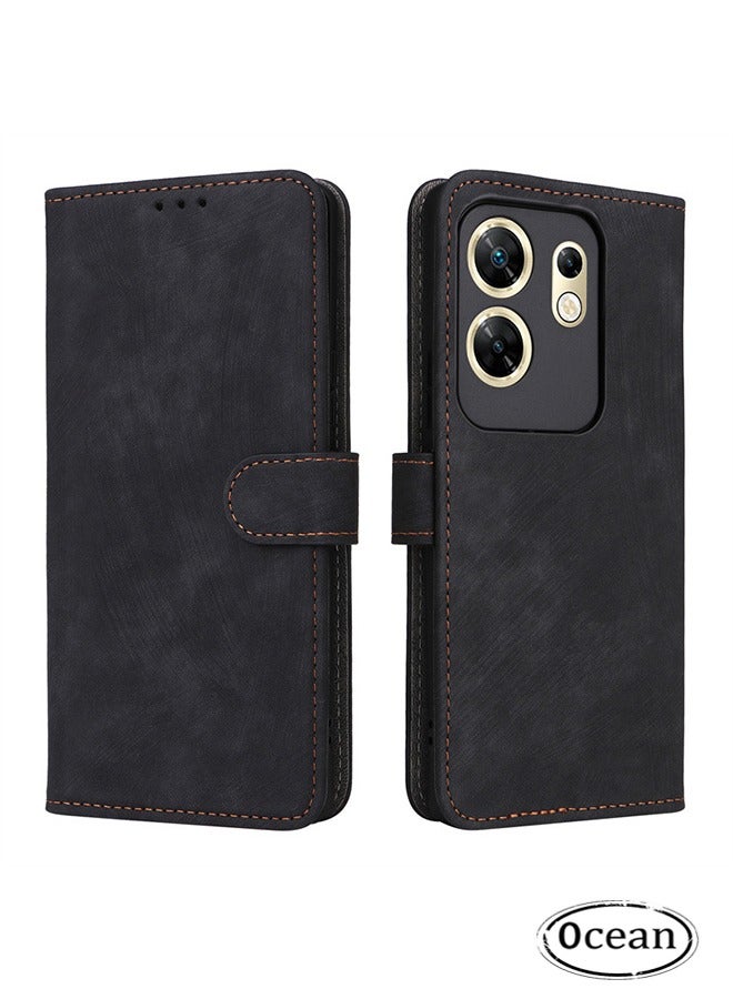 أوشن انفينيكس صفر 30 4G حالة الهاتف المحمول ، قسط بو الجلود صدفي ، مع دعم قوس ، الغطاء الخلفي ، وانخفاض المضادة للصدمات حماية الهاتف المحمول حالة انفينيكس زيرو 30 4G ، أسود - Image 1