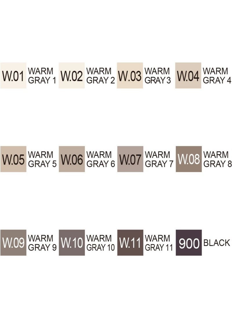 Zig Kurecolor KC3000/12B9 Twin Ws Marker Pen 12LI Warm Gray Colors  - Image 2