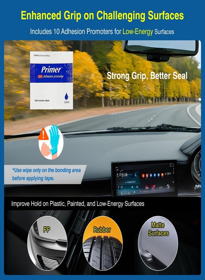 شريط لاصق مزدوج الجوانب من تابسي، شديد التحمل، شريط تثبيت إسفنجي من الدرجة المستخدمة في السيارات، 0.4 بوصة × 36 قدمًا مع مواد معززة للالتصاق للبلاستيك، وزخارف السيارات، وشرائط إضاءة LED - Image 3