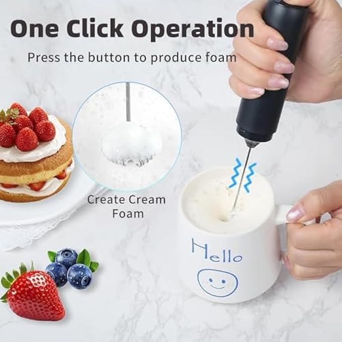 Lullaxx Milk Frother Handheld Electric Frothers Coffee Frother Blender Stirrer Mini Whisk Foam Maker Drink Mixer For Coffee Milk Lattes Cappuccino Cream Matcha WhisksBlack Rechargeable - Image 3