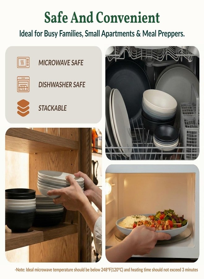 Homienly 40 PCS Wheat Straw Dinnerwave Sets for 8 Unbreakable Plates and Bowls Sets with Cups & Saucers, Microwave Dishwasher Safe Dishes Sets for Kitchen, Camping, RV, Party, Stackable (Gery Stone) - Image 5