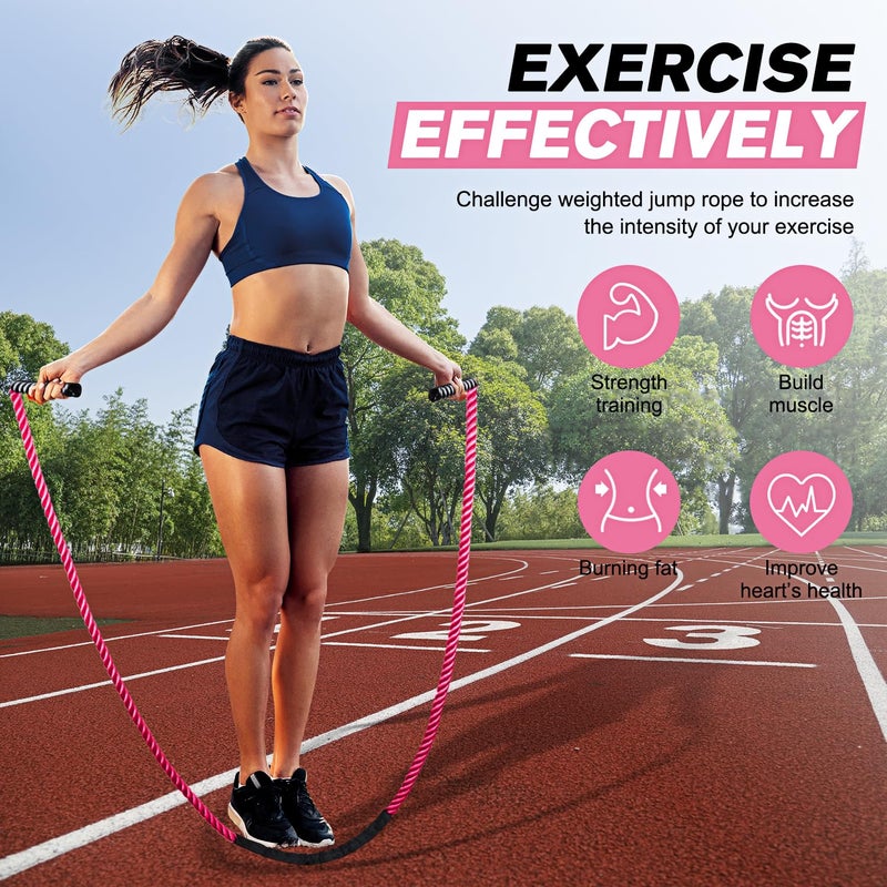 HPYGN Jump Rope for Women, Weighted Skipping Rope for Exercise, Home Gym Workout Equipment, Heavy Jumpropes for Weight Loss, Shape body, Aerobic Exercise, Improve Strength and Building Muscle - Image 3