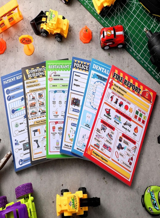 Eaasty 6 Pack Kids Pretend Play Notepads 40 Pages Pretend Pads for Kids Pretend Play Imaginative Role Play (Boys) - Image 2