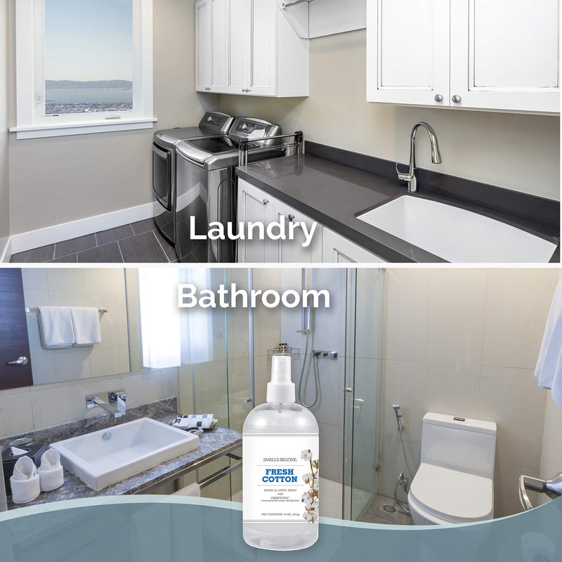 SMELLS BEGONE Air Freshener Home and Linen Spray - Odor Eliminator - Made with Essential Oils - Fresh Cotton Scent - 2 Pack - 16 Ounce - Image 5