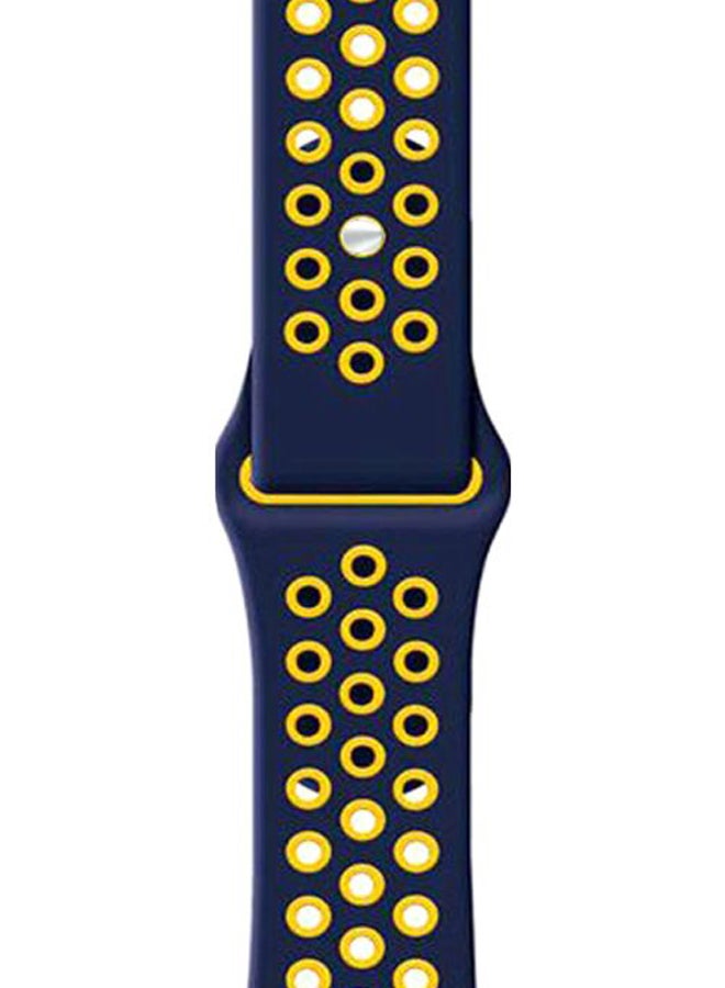 Perfii Replacement Band For Apple Watch Series 5/4/3/2/1 44/42mm Dark Blue/Yellow - Image 2