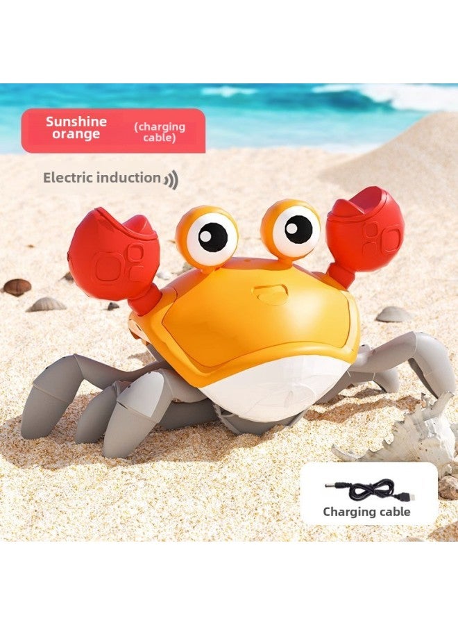 Electric Inductive Crab Toy For Children Rechargeable Glowing Music Crawling Gesture Electric Crab Street Stall Wholesale-Color:Orange Crab [electric Light Induction] USB Charging  - Image 1