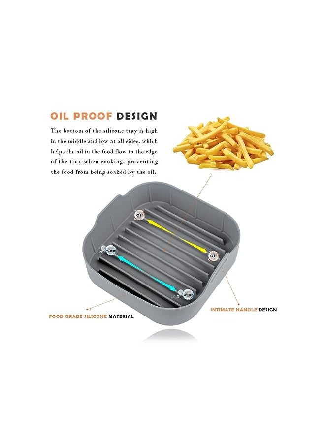 PROMASS وعاء سيليكون للمقلاة - بطانات سيليكون قابلة لإعادة الاستخدام لمقلاة الهواء بحجم 5.5 لتر أو مربع أكبر، سلة سيليكون آمنة للطعام وقابلة لإعادة الاستخدام مقاس 8.1 بوصة، مقلاة هوائية سهلة التنظيف مع قفازات مقاومة للحرارة - Image 5