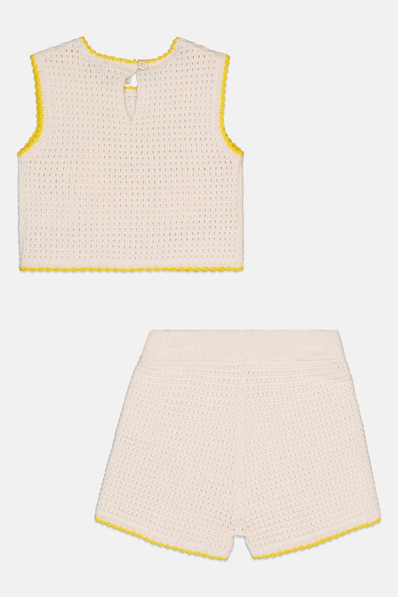 Lily & Jack Toddlers Boy 2 Pieces Knitted Shirt And Shorts Set, Cream - Image 3