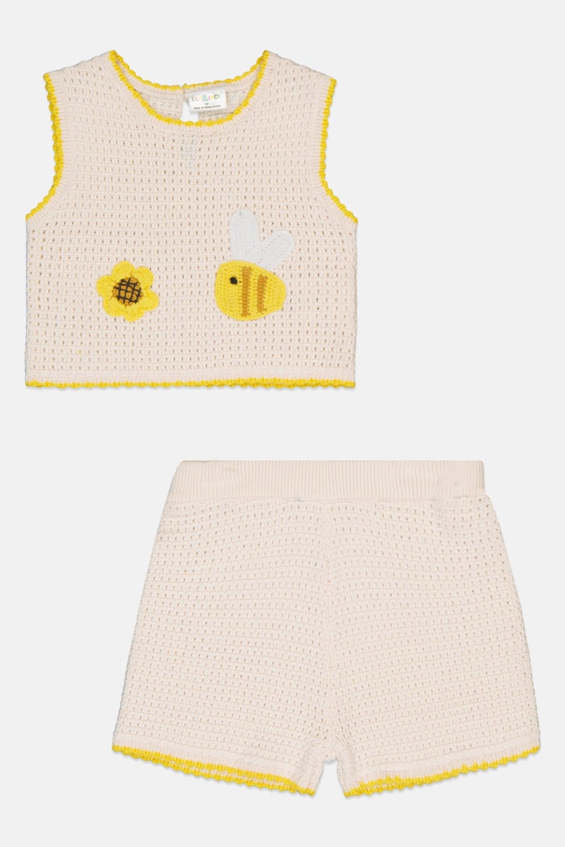 Lily & Jack Toddlers Boy 2 Pieces Knitted Shirt And Shorts Set, Cream - Image 2