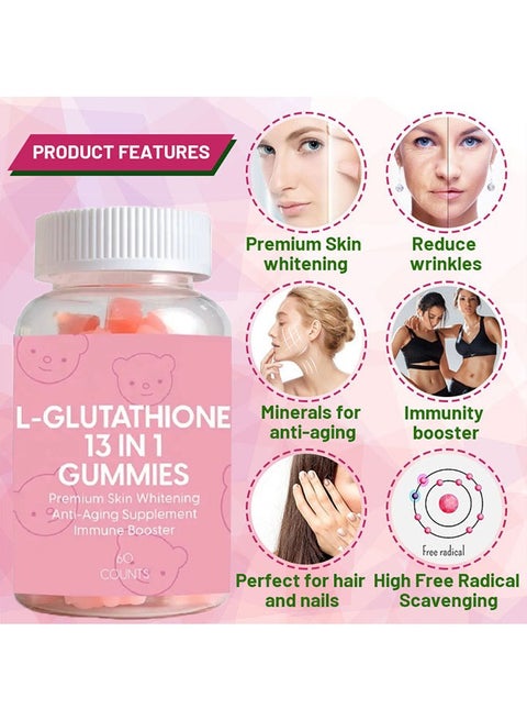 glutathione skin whitening gummies Ocean L-Glutathione Collagen 13 in 1 Skin Whitening Gummies 60 Counts,  Premium Skin Whitening, Anti-Aging Supplement, Immune Booster, Collagen  Glow Anti-Aging Skin Whitening Vitamins | Best Price KSA