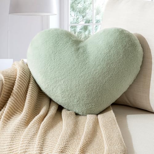 Vdoioe Heart Pillow Heart Shaped Throw Pillows Super Soft Faux Rabbit Fur Heart Throw Pillow Valentines Day Decorations Pillow,Wedding Decor, Women Girls Home Decoration - Image 1