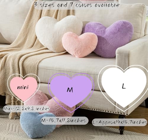 Vdoioe Heart Pillow Heart Shaped Throw Pillows Super Soft Faux Rabbit Fur Heart Throw Pillow Valentines Day Decorations Pillow,Wedding Decor, Women Girls Home Decoration - Image 5