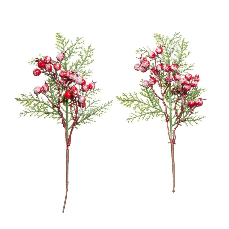 Crafare 20 Pack Artificial Christmas Tree Picks Assorted Red Berry Pine Picks Spray with Pinecones Apples Holly Leaves Winter Holiday Season D?co - Image 3