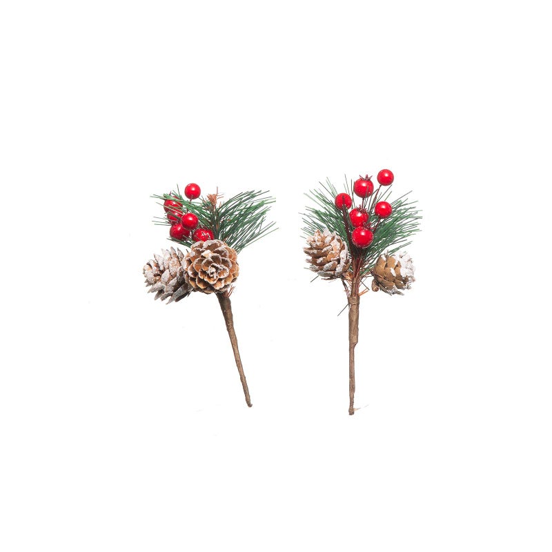 Crafare 20 Pack Artificial Christmas Tree Picks Assorted Red Berry Pine Picks Spray with Pinecones Apples Holly Leaves Winter Holiday Season D?co - Image 4