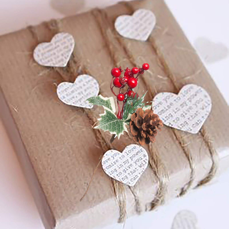 Crafare 20 Pack Artificial Christmas Tree Picks Assorted Red Berry Pine Picks Spray with Pinecones Apples Holly Leaves Winter Holiday Season D?co - Image 5