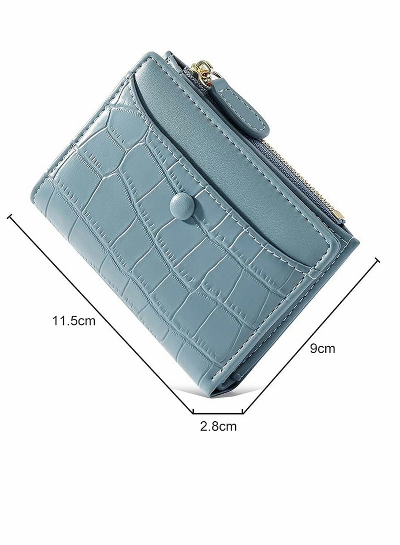 Fashionable Small Blue Stone Pattern Women's Wallet - Slim & Lightweight Card Holder Organizer - Image 2